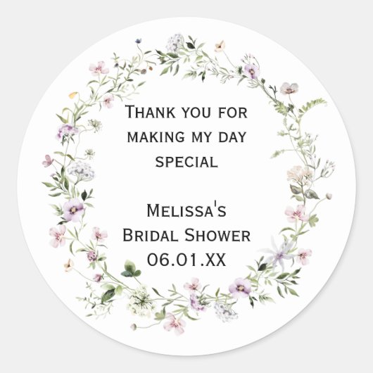 野生の花の開花がシールをカスタマイズ ラウンドシール (正面)