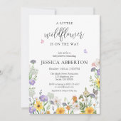 野生の花の青いピンクの中性の赤ちゃんシャワー 招待状 (正面)