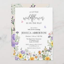野生の花の青いピンクの中性の赤ちゃんシャワー 招待状