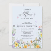 野生の花の青いピンクの中性の赤ちゃんシャワー 招待状 (正面)