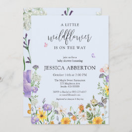 野生の花の青いピンクの中性の赤ちゃんシャワー 招待状