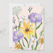 野生の花の青いピンクの中性の赤ちゃんシャワー 招待状 (裏面)