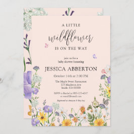野生の花の青いピンクの中性の赤ちゃんシャワー 招待状