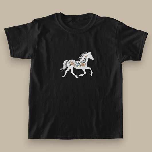 野生の花の馬のデザイン カントリーウエスタンの雰囲気 Tシャツ