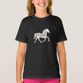 野生の花の馬のデザイン カントリーウエスタンの雰囲気 Tシャツ (正面)