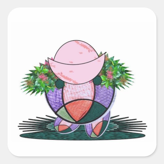 野生の花の髪の帽子。 スクエアシール (正面)