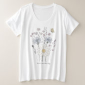 野生の花の鮮やかな野原 プラスサイズTシャツ (デザイン正面)