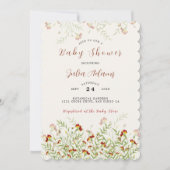 野生の花の黄色のマリゴールドの葉の赤ちゃんシャワー 招待状 (正面)