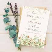 野生の花の黄色のマリゴールドの葉の赤ちゃんシャワー 招待状