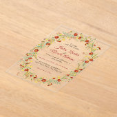 野生の花の黄色のマリゴールド結婚葉 アクリル招待状 (レイダウン)