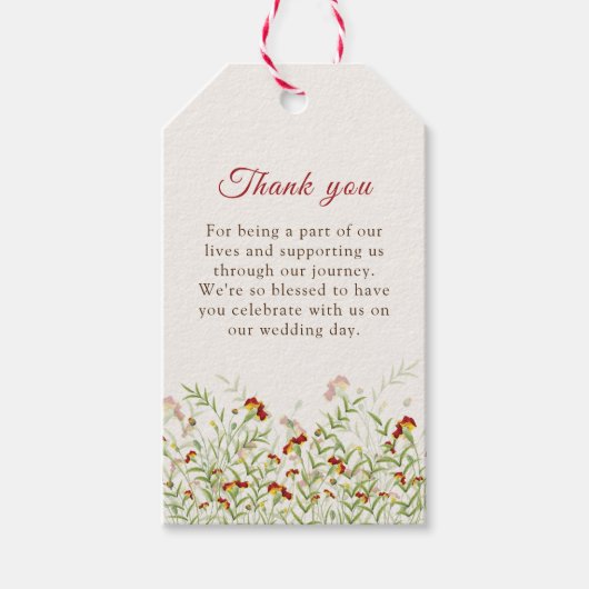 野生の花の黄色のマリゴールド結婚葉 ギフトタグ (正面)