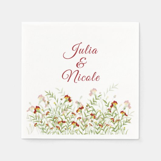 野生の花の黄色のマリゴールド結婚葉 スタンダードカクテルナプキン (正面)