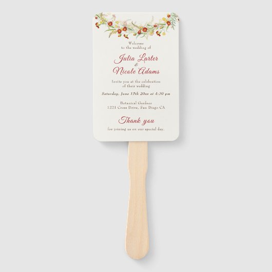 野生の花の黄色のマリゴールド結婚葉 ハンドファン (正面)