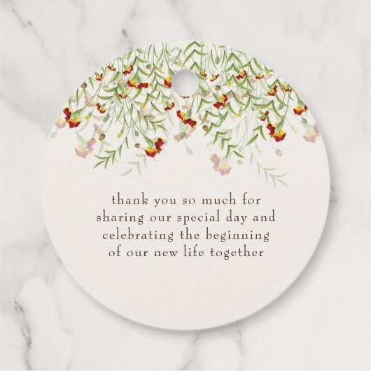 野生の花の黄色のマリゴールド結婚葉 フェイバータグ (裏面)