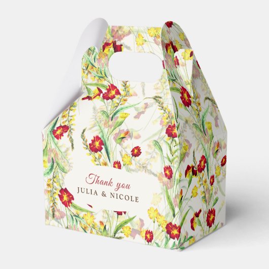 野生の花の黄色のマリゴールド結婚葉 フェイバーボックス (正面サイド)