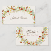 野生の花の黄色のマリゴールド結婚葉 プレイスカード (正面/裏面)