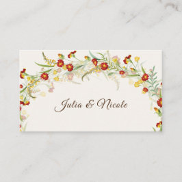 野生の花の黄色のマリゴールド結婚葉 プレイスカード