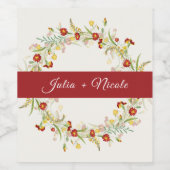 野生の花の黄色のマリゴールド結婚葉 ワインラベル (シングルラベル)