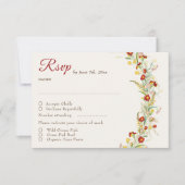 野生の花の黄色のマリゴールド結婚葉 出欠カード (正面)