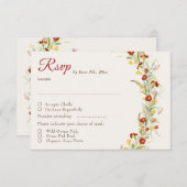 野生の花の黄色のマリゴールド結婚葉 出欠カード (正面/裏面)