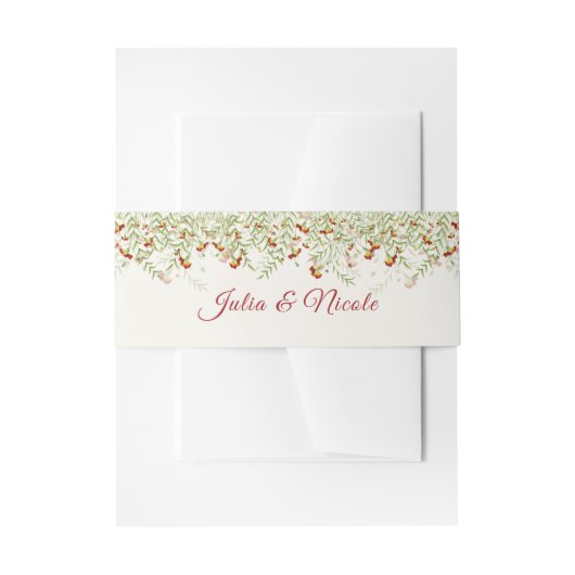 野生の花の黄色のマリゴールド結婚葉 招待状ベリーバンド (正面例)