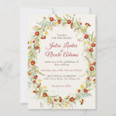 野生の花の黄色のマリゴールド結婚葉 招待状 (正面)