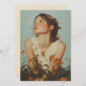 野生の花のEtherealの女の子 招待状 (正面/裏面)