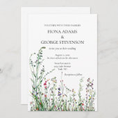野生の花は優雅な結婚式の招待状 招待状 (正面/裏面)