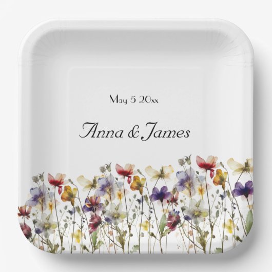 野生の花は日付を保存 ペーパープレート (正面)