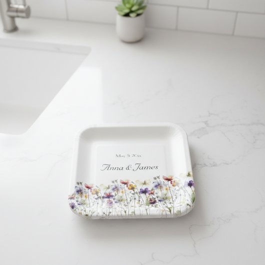 野生の花は日付を保存 ペーパープレート