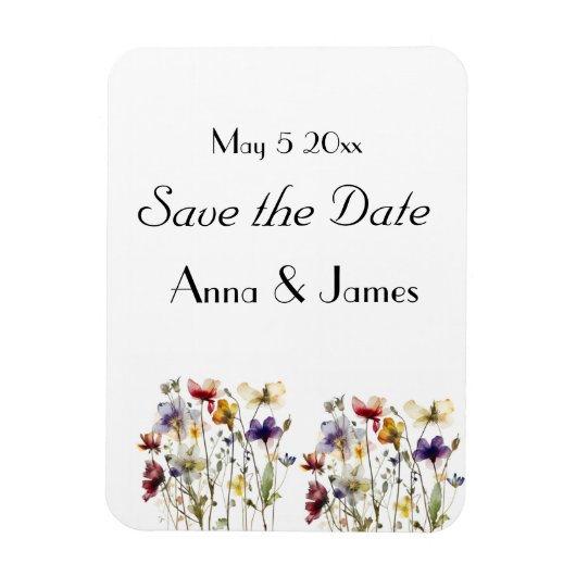 野生の花は日付を保存 マグネット (縦)