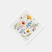 野生の花は黄色がかった スタンダードカクテルナプキン (角)