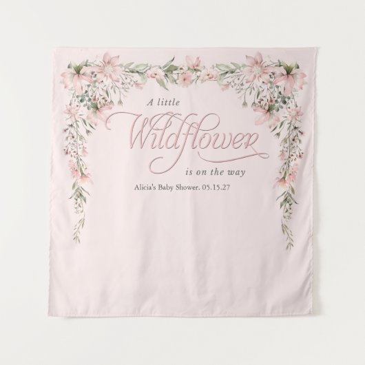 野生の花をテーマにした女の子シャワー タペストリー (正面)