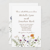 野生の花をモチーフにしたボタニカルなクリスチャンウェディング 招待状 (正面/裏面)
