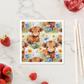 野生の花を咲かせるハイランド牛 スタンダードカクテルナプキン (インサイチュ)