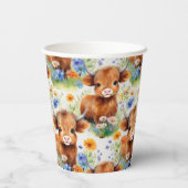 野生の花を咲かせるハイランド牛 紙コップ (裏面)