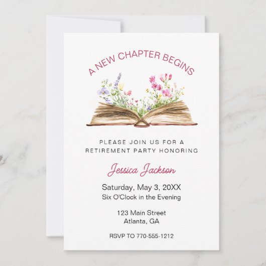 野生の花を引退して新しい章を始める 招待状 (正面)