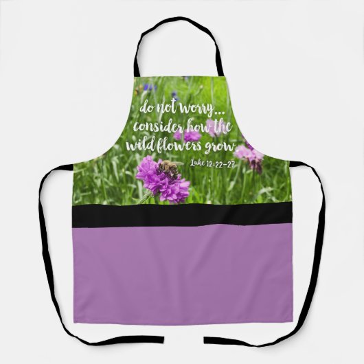 野生の花を心配しないキリスト教の聖書 エプロン (正面)