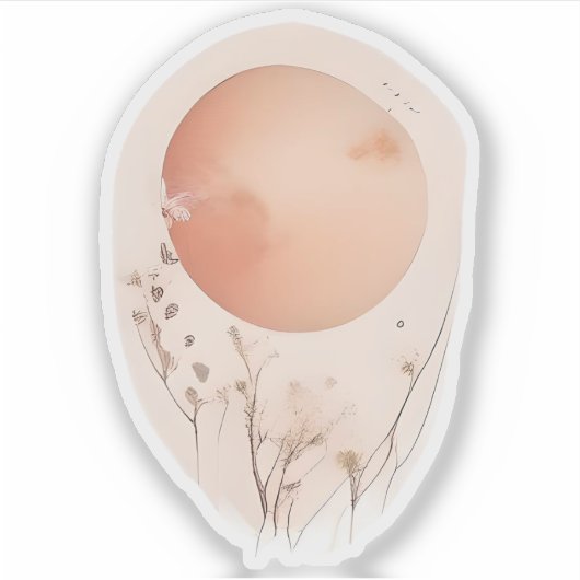 野生の花を持つエーテルの夕日 シール (正面)