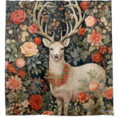 野生の花を持つクリスマストナカイ シャワーカーテン (正面)