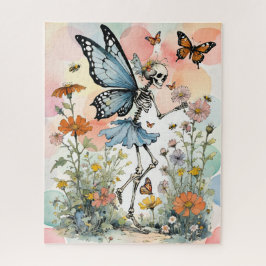 野生の花を持つスケルトンバタフライフェアリー ジグソーパズル