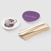 野生の花を持つ水彩象 ハンドファン (組立なし)