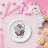 野生の花を持つ水彩象 ペーパープレート (パーティー)