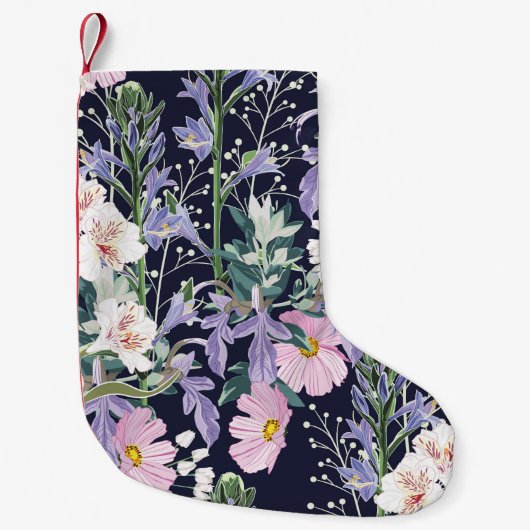 野生の花を持つ継ぎ目の無い春の美しい模様 スモールクリスマスストッキング (正面)