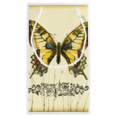 野生の花を持つ装飾的な蝶 スモールペーパーバッグ (裏面)