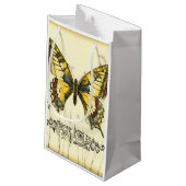 野生の花を持つ装飾的な蝶 スモールペーパーバッグ (裏面アングル)