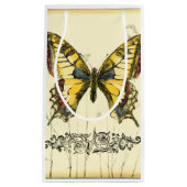 野生の花を持つ装飾的な蝶 スモールペーパーバッグ (正面)