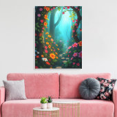 野生の花を持つ魔法の森お洒落の通路 キャンバスプリント (インサイチュ (リビング))