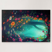 野生の花を持つ魔法の森お洒落の通路 ジグソーパズル (横)