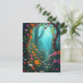 野生の花を持つ魔法の森お洒落の通路 ポストカード (スタンド正面)